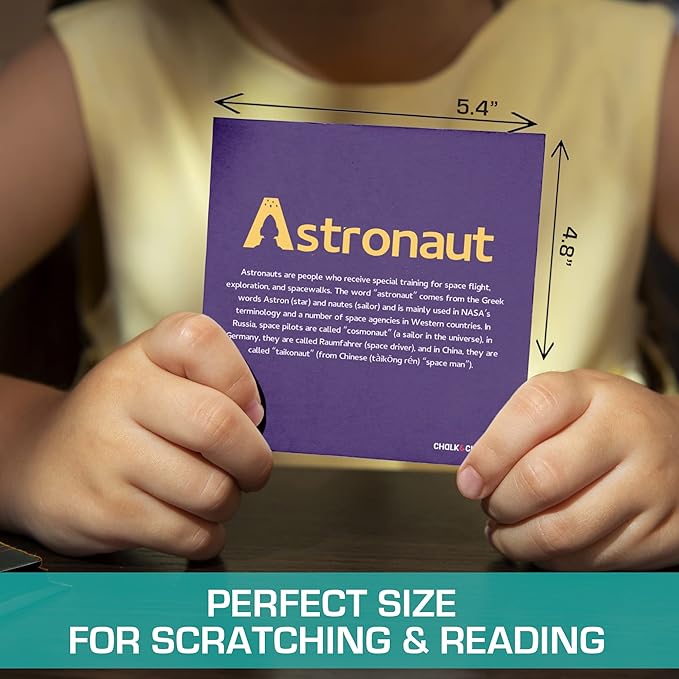 Chalk and Chuckles a to Z Space Adventure | Scratch Art Craft for Kids 4-9 Years | 2 in 1 Learning Activities