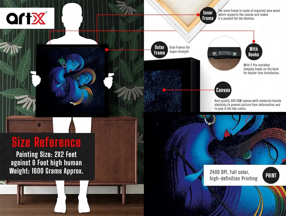 ArtX Radha Krishna Eternal Love Abstract Big Canvas Painting