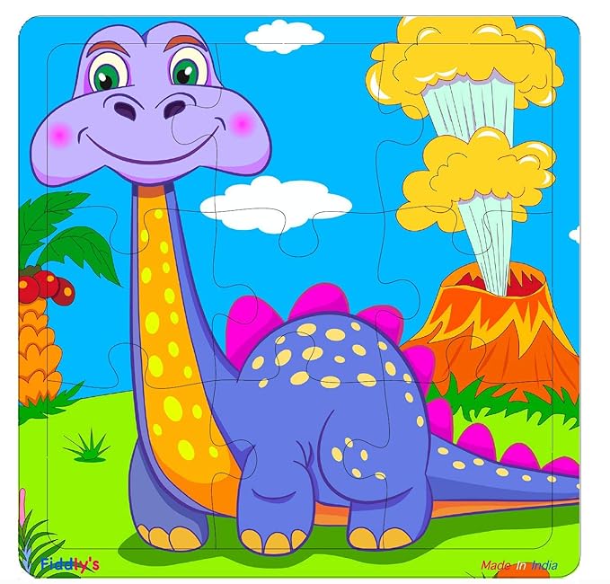 Fiddly Wood Jigsaw Puzzles for Children - 9 Pieces | Dinos | Pack of 3