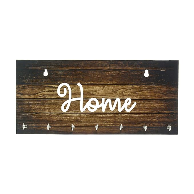 Ecraftindia Home Theme Wooden Key Holder With 7 Hooks
