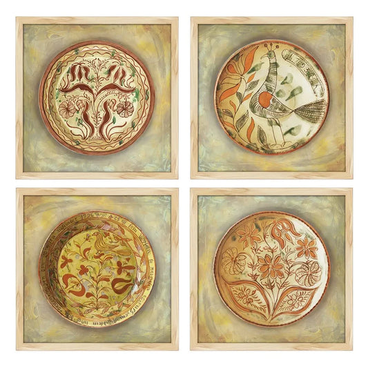 ArtX Paper Abstract Wall Art Painting Framed Paintings Circular Set of 4