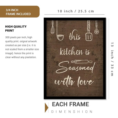 Kotart Food Vibese Only Restaurant Quotes Posters with Frame for Kitchen Wall Decoration