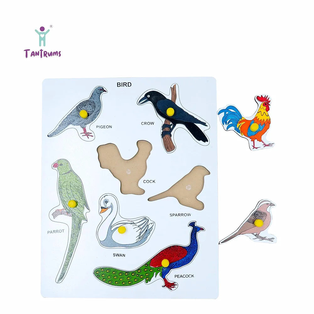 Tantrums Preschool Birds Puzzle for Learning Various Birds with Pictures and knobs| Education Puzzle Learning Aid for Kids [Multicolor ]