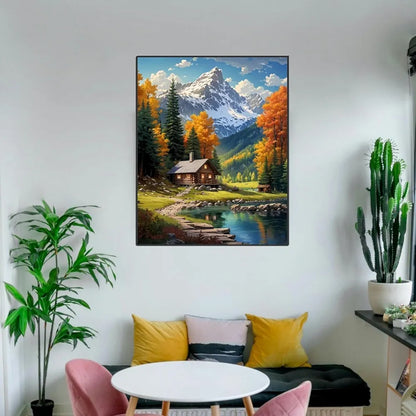 TREXEE DIY Mountain Paint by Numbers Kit for Adults & Kids Beginner Cabin Adult Paint by Number Kits On Canvas Mountain Acrylic Oil Painting Kit for Beginners Adults PNB 