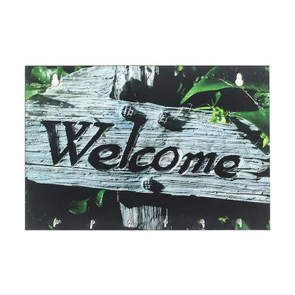 Ecraftindia Welcome Theme Wooden Key Holder With 6 Hooks
