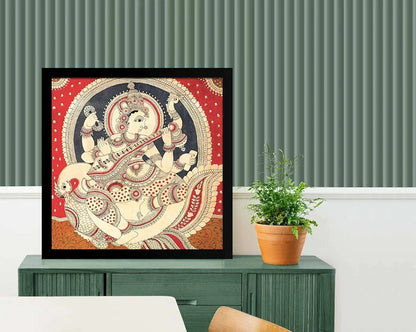 ArtX Saraswati Devi Big Canvas Painting For Living Room With Frame Square