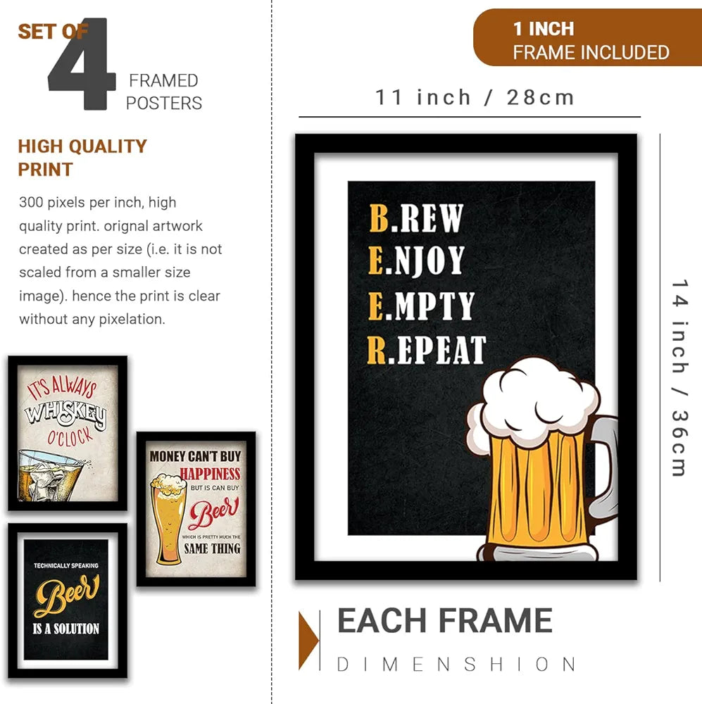 Kotart Framed Posters for Bar Kitchen Restaurant Wall Decor Bar Theme Frames Money Cant Buy Happiness E