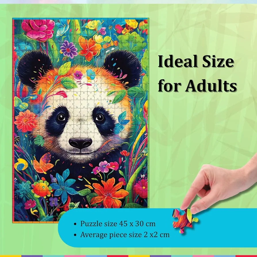 Playhills Spirit Animal The Bambootiful Panda Wooden Jigsaw Puzzle  for Children and Adults 13+ Years| Perfect Puzzle for Party and Family Activity Games