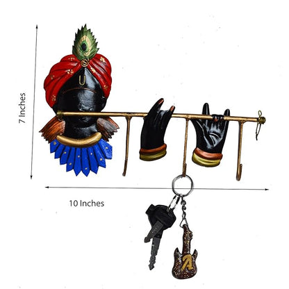 Ecraftindia Lord Krishna Wrought Iron Key Holder