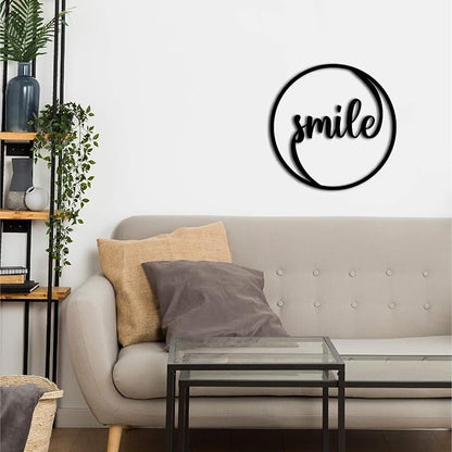 Ecraftindia Smile Black Engineered Wood Cutout Wall Art Decor | Happy, Positive, Cheerful Wall Decor Item