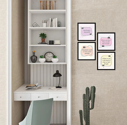 ArtX Paper Motivational Quotes Stay Hungry Stay Foolish Wall Art Painting With Frame Set of 4