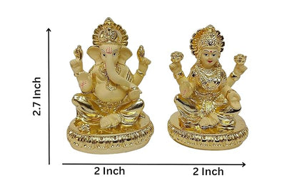 Gold Art India Gold Plated New Chakra Laxmi Ganesha Pair Idol Laxmi Gold Off White Colour