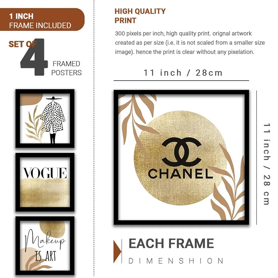 Kotart Wood Parlor Theme Frames For Salon Studio Wall Decor Set Of 4