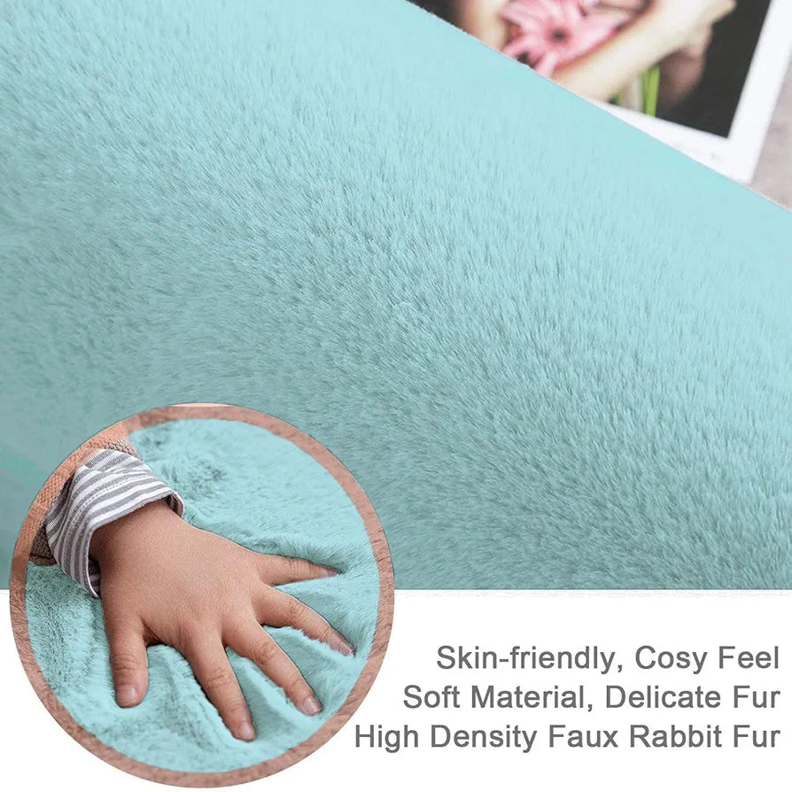 Luxe Home Runner Super Soft Anti Skid Rabbit Fur 2 X 5 Ft  Colour Turquish