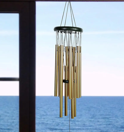 Wind Chimes for Home Positive Vibes Hanging Decoration Golden 12-Pipe Wind Chime -011