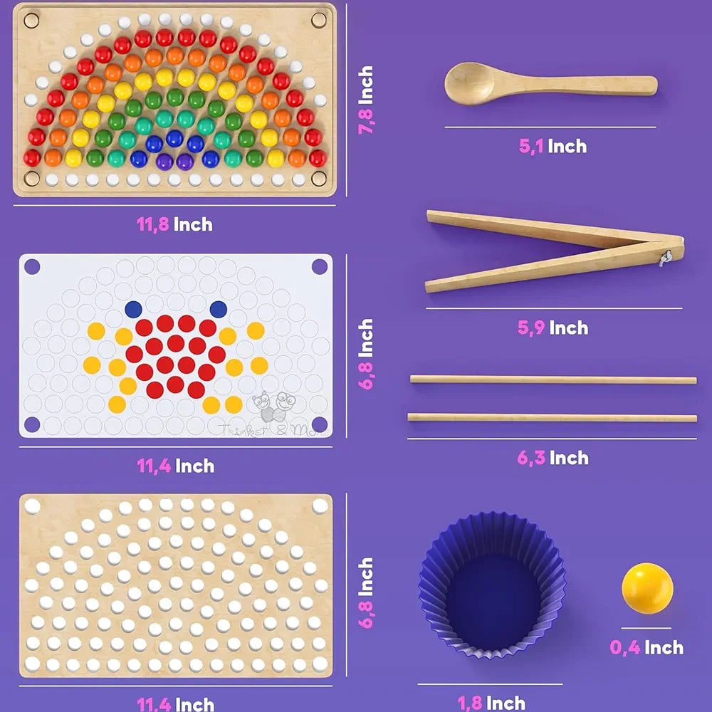 Trinkets & More Rainbow Cup Peg Board Puzzle Activity Montessori Game Toys Colour Sorting Matching Stacking Counting Balls Fine Motor Math Skills for Toddlers Boys and Girls 3 4 5 6 Years Old