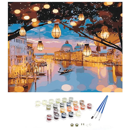 HASTHIP DIY Oil Painting, 40 * 50CM Paint by Numbers Kits, Painting Kit for Adults and Kids, Unframed Printed Canvas for Home Wall Decor  Black