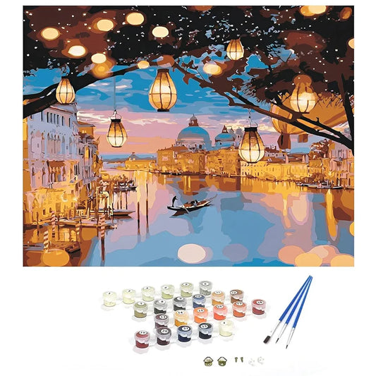 HASTHIP DIY Oil Painting, 40 * 50CM Paint by Numbers Kits, Painting Kit for Adults and Kids, Unframed Printed Canvas for Home Wall Decor  Black