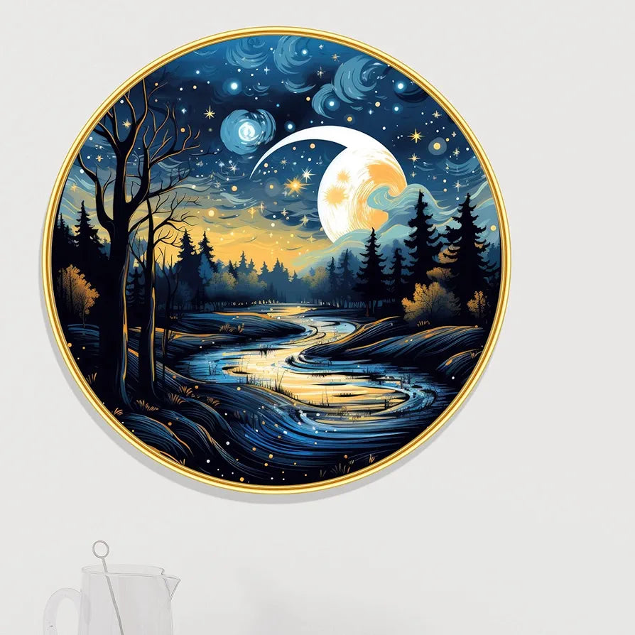 Livin'luxe Paintings Nature Scenery Abstract Modern Art Premium Sparkle Lamination Golden GR-21