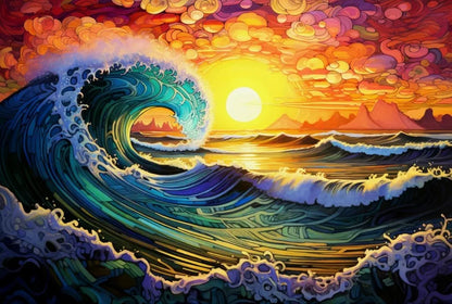 TULIP N TURTLE "Wave DIY Acrylic Paint by Number Kit for Adults Beginner Canvas Painting by Number Acrylic Painting. Wall Decoration DIY Painting Kit for Adults