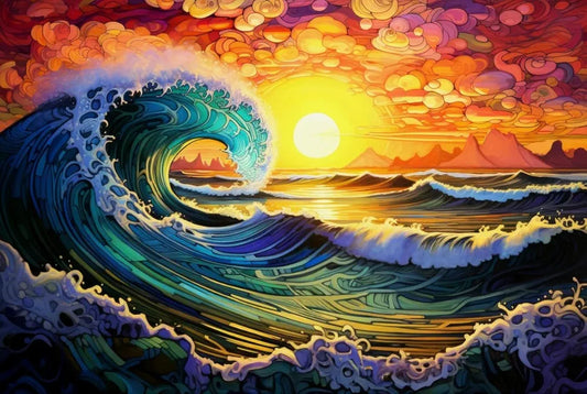 TULIP N TURTLE "Wave DIY Acrylic Paint by Number Kit for Adults Beginner Canvas Painting by Number Acrylic Painting. Wall Decoration DIY Painting Kit for Adults