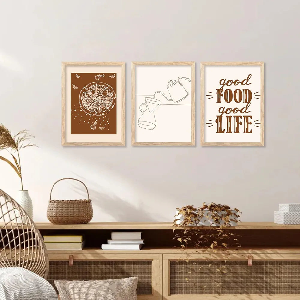 Kotart Restaurant Theme Digital Painting for Kitchen Restaurant Cafe Wall Decoration Pack of 6 C