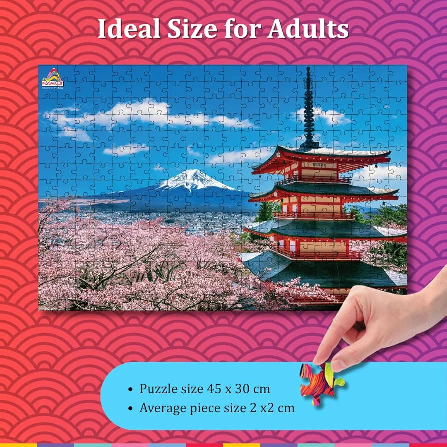 Playhills Mount Fuji, Japan  Landscape Wooden Jigsaw Puzzle for Children and Adults 8+ Years| Focus, Mind Relaxation Puzzles Family and Activity Games
