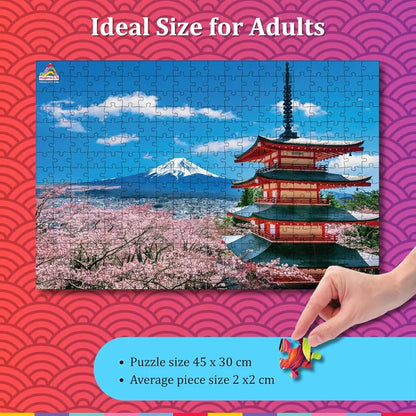 Playhills Mount Fuji, Japan  Landscape Wooden Jigsaw Puzzle for Children and Adults 8+ Years| Focus, Mind Relaxation Puzzles Family and Activity Games