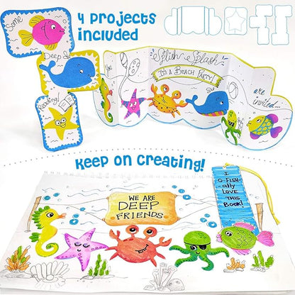 Imagimake Stamp Art Ocean Coloring & Stamping Set for Girls & Boys Multicolor