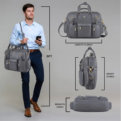 WildHorn Leather Laptop Bag for Men/Office Bag for Men | Fits Upto 15.6 Inch Laptop/MacBook | Laptop Messenger Bag/Leather Bag for Men I Dimension : L-16 inch W-4 inch H-13 inch