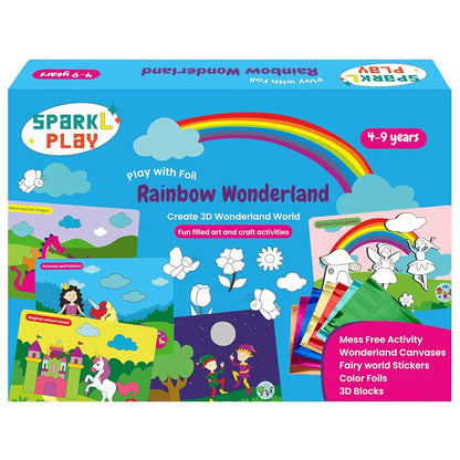 SparkLPlay Art and Craft Kit. Toys for Girls,Foil Fun Activity,Birthday Gift for Girls Ages 4 to 9,Craft Boards 6, Sticker Pages 6, Color Foils 40+, Stickers 190+. DIY Craft. , Multicolor