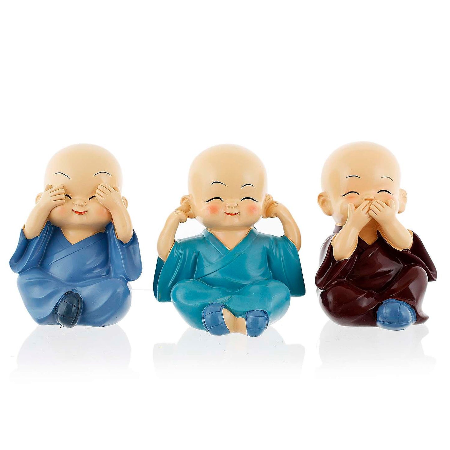 Handcrafted Set of 3 Baby Buddha Monk (Polyresin)