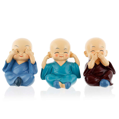 Handcrafted Set of 3 Baby Buddha Monk (Polyresin)
