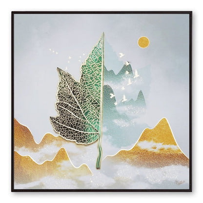 Golden Embossed Wall Painting For Home Decoration , Paintings for Living Room , Modern Art Wall Pinting, For Home Decor (12X12 INCH)