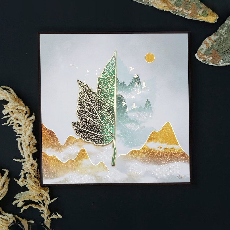 Golden Embossed Wall Painting For Home Decoration , Paintings for Living Room , Modern Art Wall Pinting, For Home Decor (12X12 INCH)