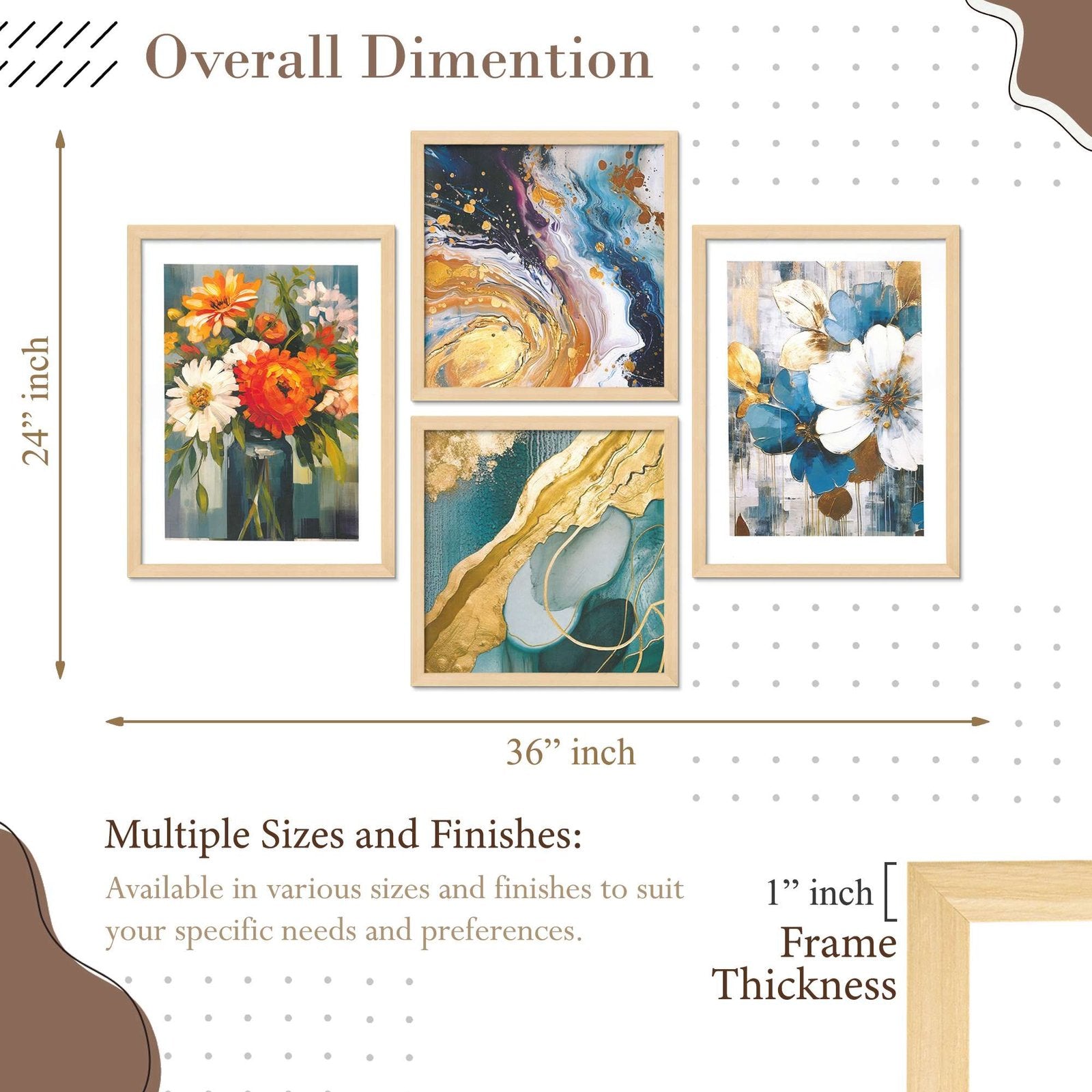 SET OF 4 DIGITAL WALL PAINTING