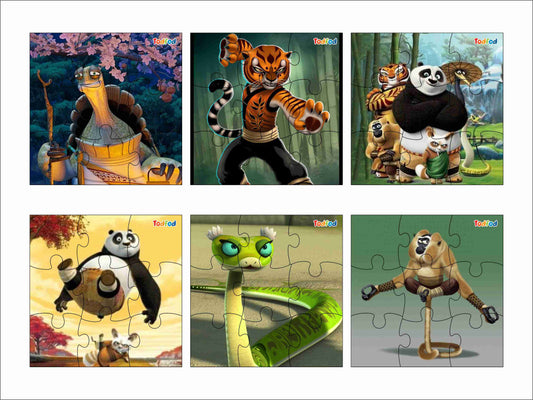 Wooden Jigsaw Puzzles - Kung Fu Panda Anime Cartoon Characters for Kids
