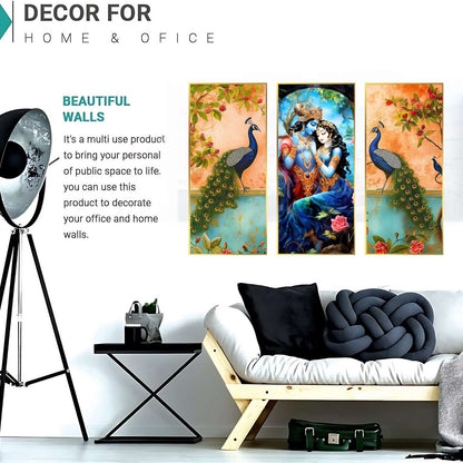 Set of Three large Wall Paintings for Wall Dacoration Golden Framed Wall Paintings for Living Room & Bedroom Wall Art for Home Decoration & Office Wall Décor (14×11 inch CH-LGD3-7)