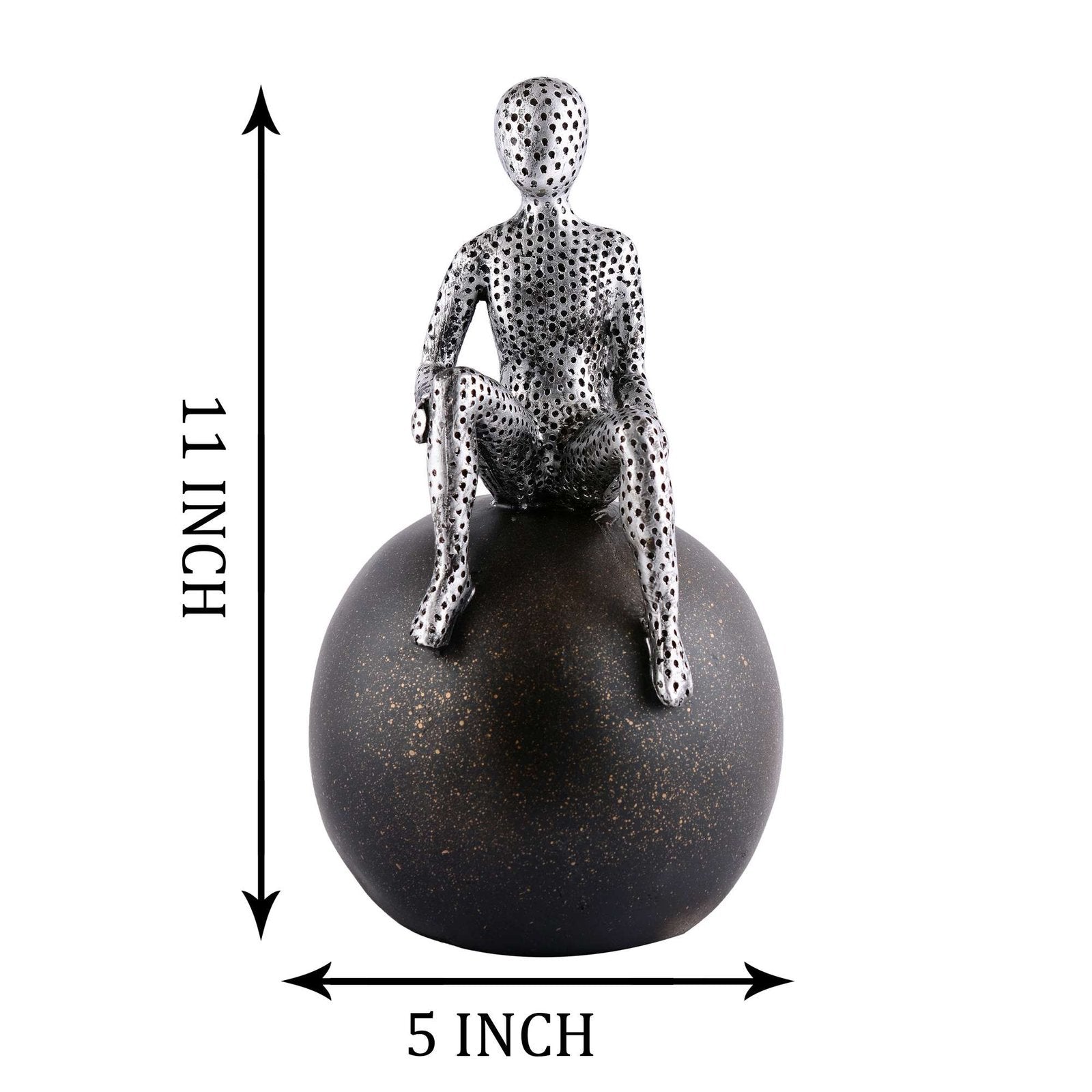 Men Sitting on Ball Showpiece for Home Decor Showpiece, Atlas Sculpture for Office Table Décor multicolour