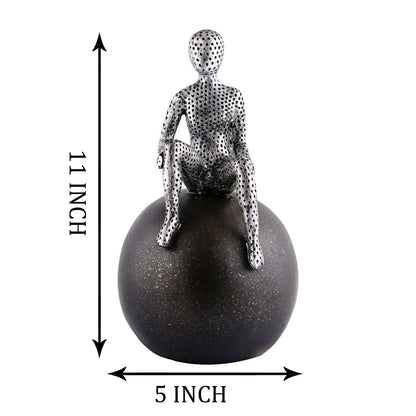 Men Sitting on Ball Showpiece for Home Decor Showpiece, Atlas Sculpture for Office Table Décor multicolour