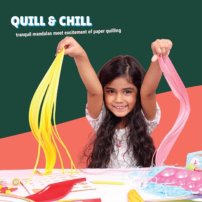 Kalakaram Mandala Quilling Kit Stripes and Tools | Diy Craft Kit for Kids and Adults | With Pre-designed Canvas Board