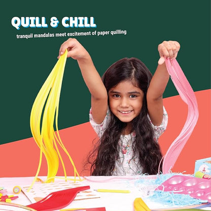 Kalakaram Mandala Quilling Kit Stripes and Tools | Diy Craft Kit for Kids and Adults | With Pre-designed Canvas Board