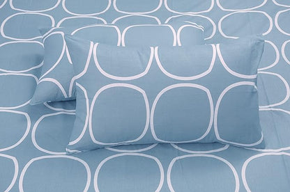 Huesland by Ahmedabad Cotton 144 TC King Size Bedsheet Cotton With 2 Pillow Covers | Blue