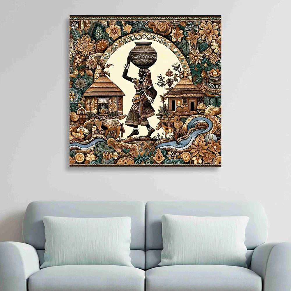 Livin'luxe Paintings Panihari Lady Modern Art Canvas Home Decor Wall Paintings With Frame Painting CR-305