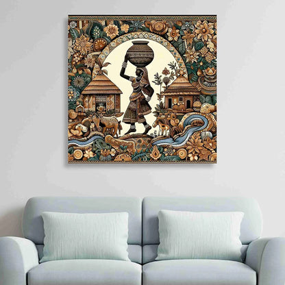 Livin'luxe Paintings Panihari Lady Modern Art Canvas Home Decor Wall Paintings With Frame Painting CR-305