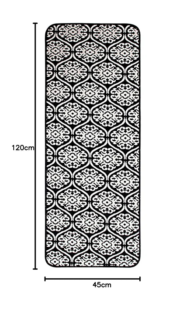 Saral Home Floral Designer Soft Cotton Durable & Washable Multipurpose Runner Colour Black