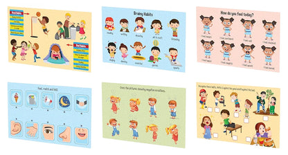 Popcorn Games & Puzzles Interactive Social_Skills Flash Cards 2+ Years Kids: Enhance Communication with Reusable Wipe & Clean Learning Cards 16 Cards with Wipe & Clean Marker