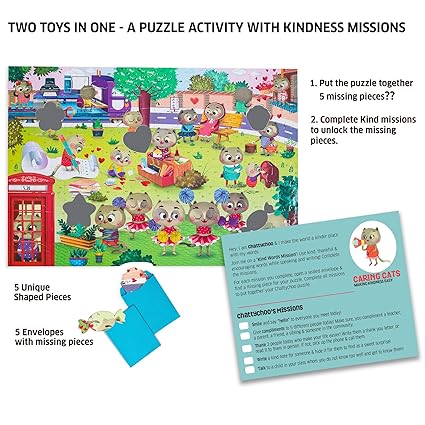 Chalk and Chuckles Chattychoo Cat 100 Piece Jigsaw Puzzle for Kids | Ages 5-10 Years | Educational Puzzle | Social Emotion Skills