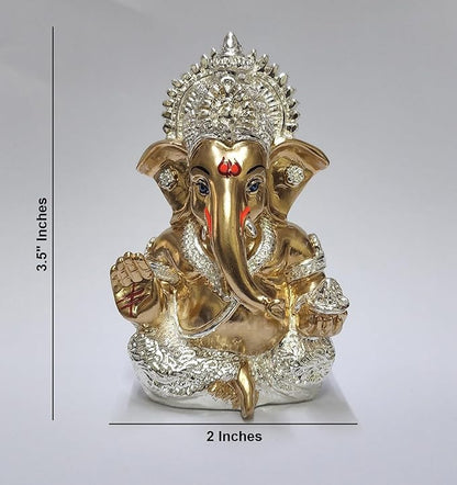 Gold Art India Ganesha Idol for Car Dashboard Statue Ganpati Vinayaka Vinayagar Figurine