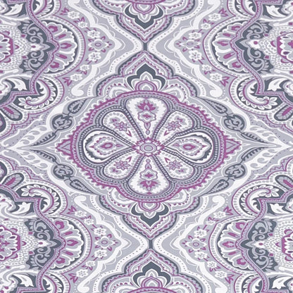 Cloth Fusion Glace Cotton Bed Sheet King Size Bed with 2 Pillow Covers 150 TC Floral Bedsheet Mauve Mandalas Colour